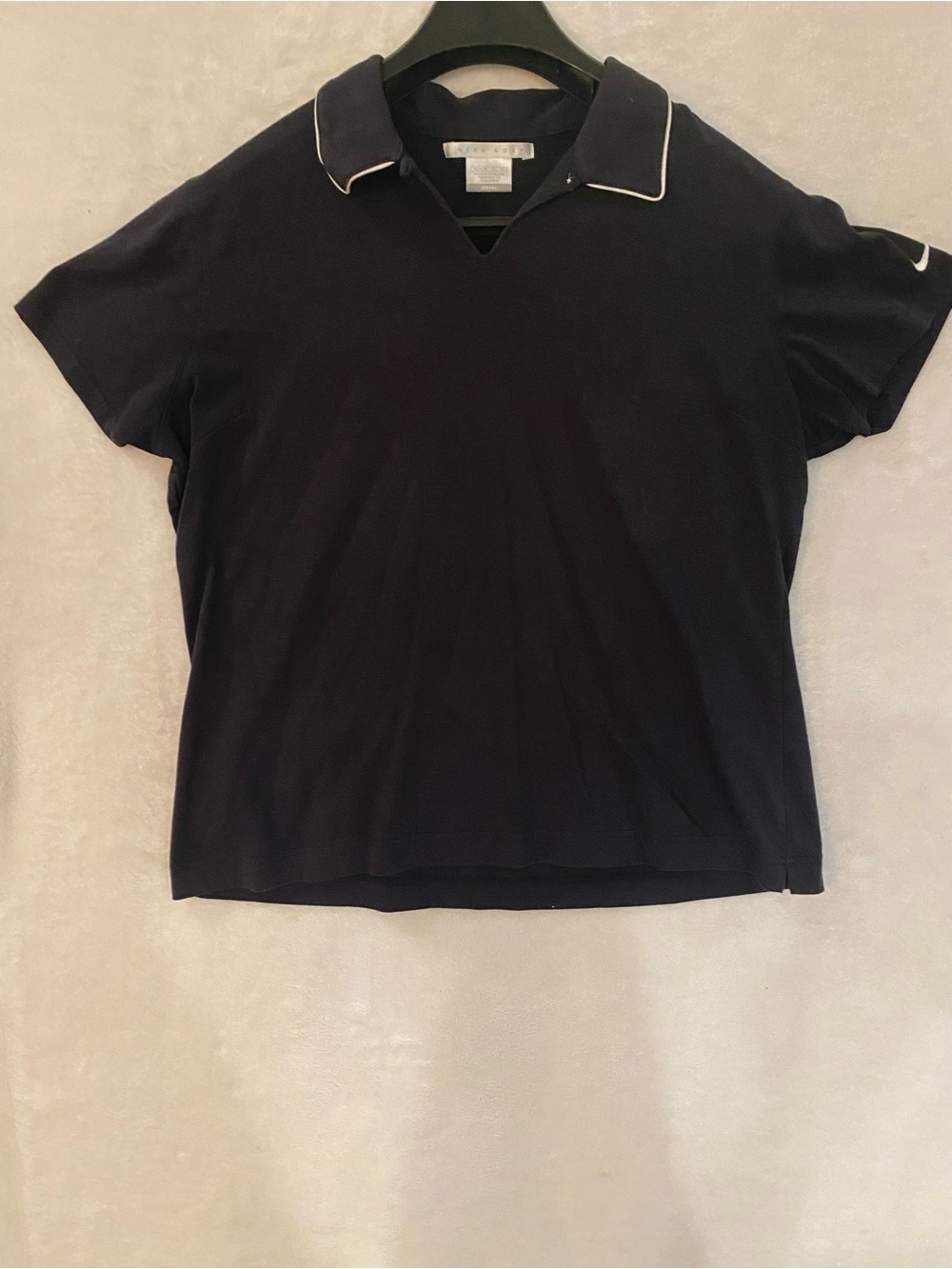 Nike Women's Black Short Sleeve Polo Top with Contrast Piping